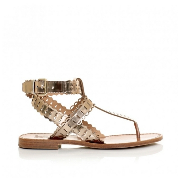 BELLE BY SIGERSON MORRISON Reyna Leather Glossy Rose Gold Toe Post Open Sandal - Picture 9 of 11